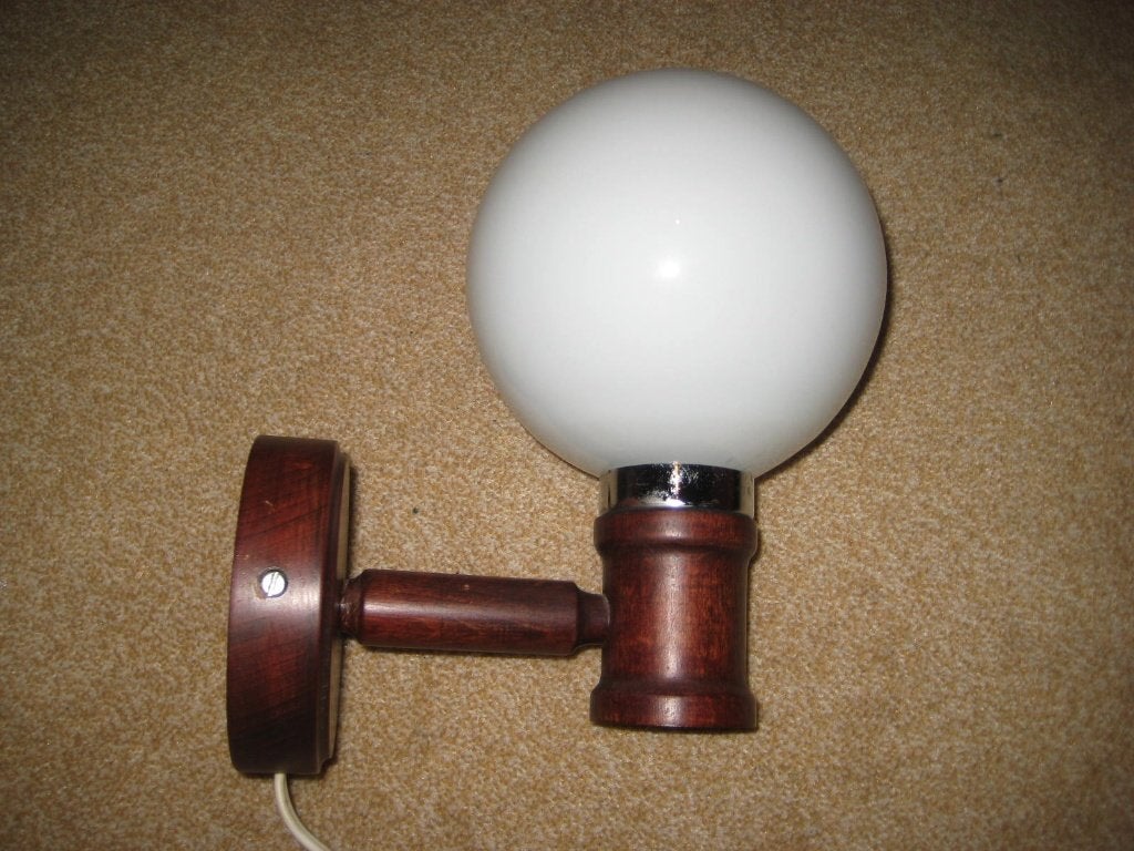 Jaren 70 WANDLAMP RETRO hout lief lampje, Ophalen of Verzenden, Zo goed als nieuw, Glas