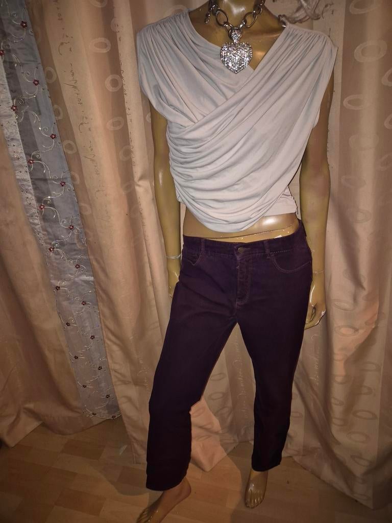 Donkerpaarse Broek rosner audrey slim - Maat M, Maat 38/40 (M), Paars, Ophalen of Verzenden, Driekwart