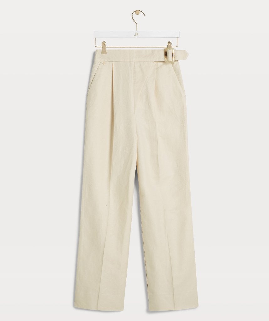 Josh V Rachel cream linnen broek maat L slippers maat 40, Ophalen, Beige, Maat 42/44 (L), Zo goed als nieuw