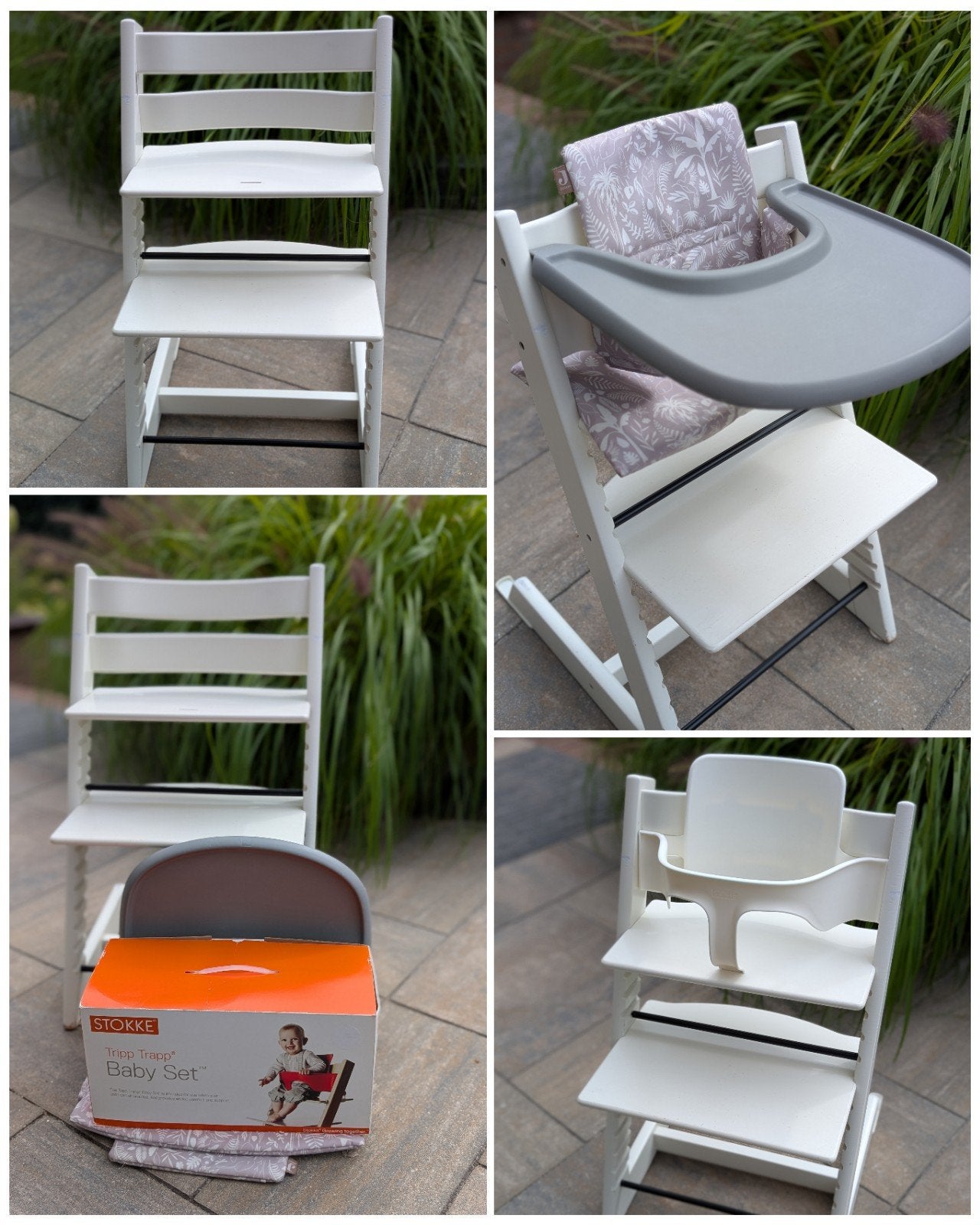 Stokke Tripp Trapp kinderstoel met accessoires, Kinderen en Baby's, Kinderstoelen, Ophalen, Gebruikt, Meegroeistoel, Afneembaar eetblad