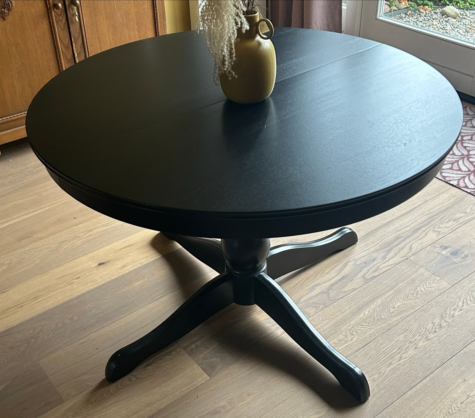 IKEA INGATORP uitschuifbare eettafel - Zwart, Ophalen, Gebruikt, 100 tot 150 cm, Rond