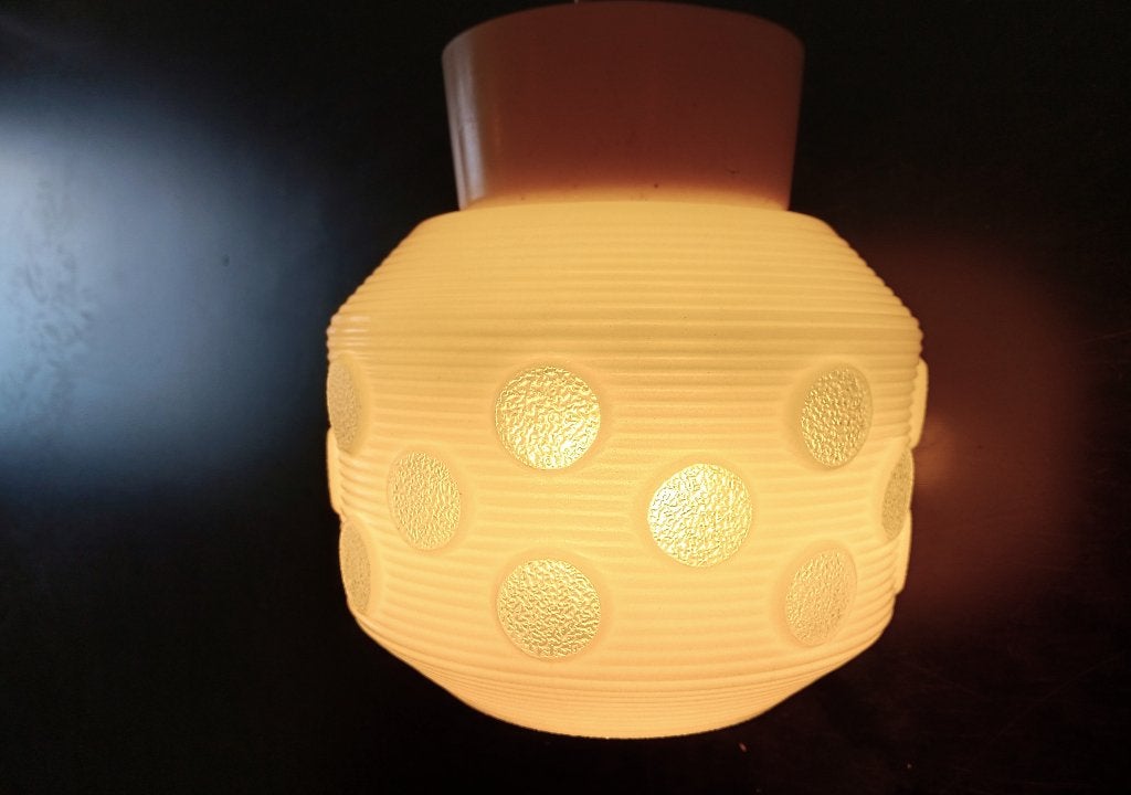 Retro Glazen Plafondlamp / Wandlamp  Mid-Century / Space Age, Ophalen of Verzenden, Gebruikt, Glas, Space Age / Retro / Ijsglas-structuur / Mid-Century