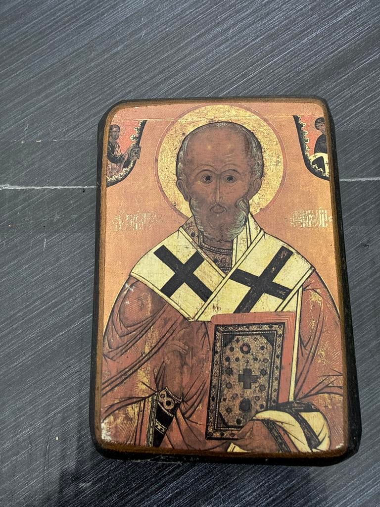 Antieke Russische Ikoon: Heilige Nicolaas, 18e Eeuw, Ophalen