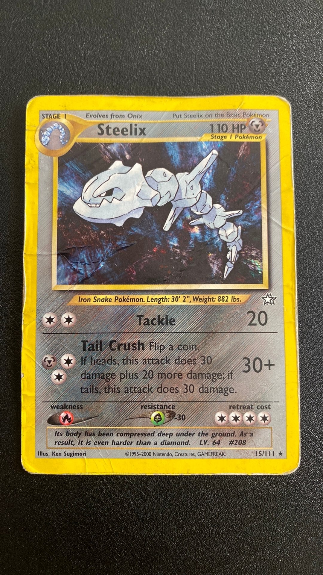 Pokemon steelix neo genesis 15/111 holi, Ophalen of Verzenden, Gebruikt, Losse kaart