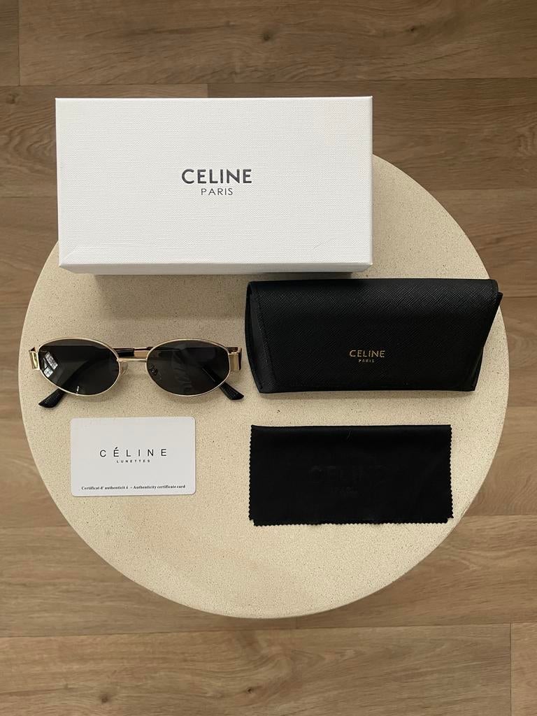 Céline Zonnebril Goud Met Zwart, Overige merken, Zwart, Nieuw, Ophalen of Verzenden