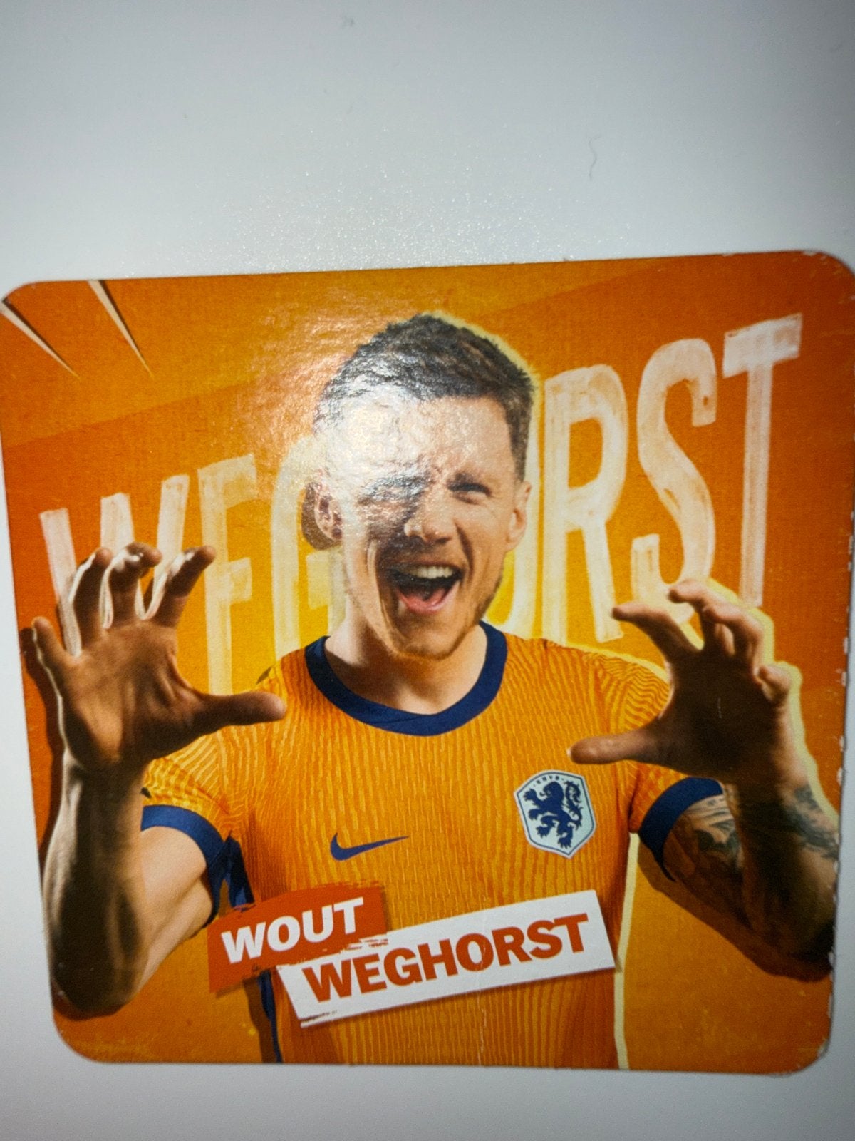 Wout Weghorst Oranje onderzetter, Ophalen of Verzenden, Gebruikt, Overige binnenlandse clubs, Overige typen