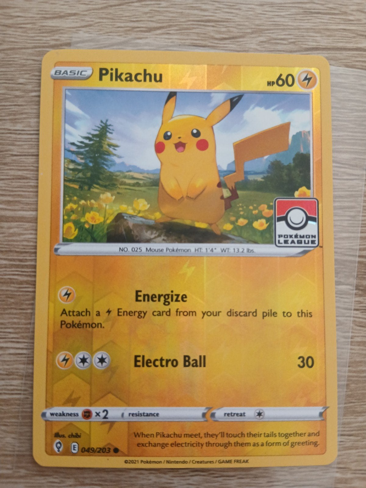 Pikachu Pokémon League Promo Kaart (049/203), Ophalen of Verzenden, Zo goed als nieuw, Losse kaart