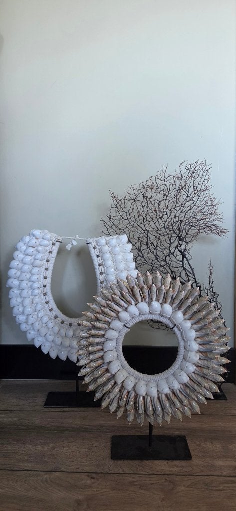 Kralenketting,schelpenkrans,zeewaaier,schelp op standaard, Ophalen of Verzenden, Zo goed als nieuw, Decoratieobject