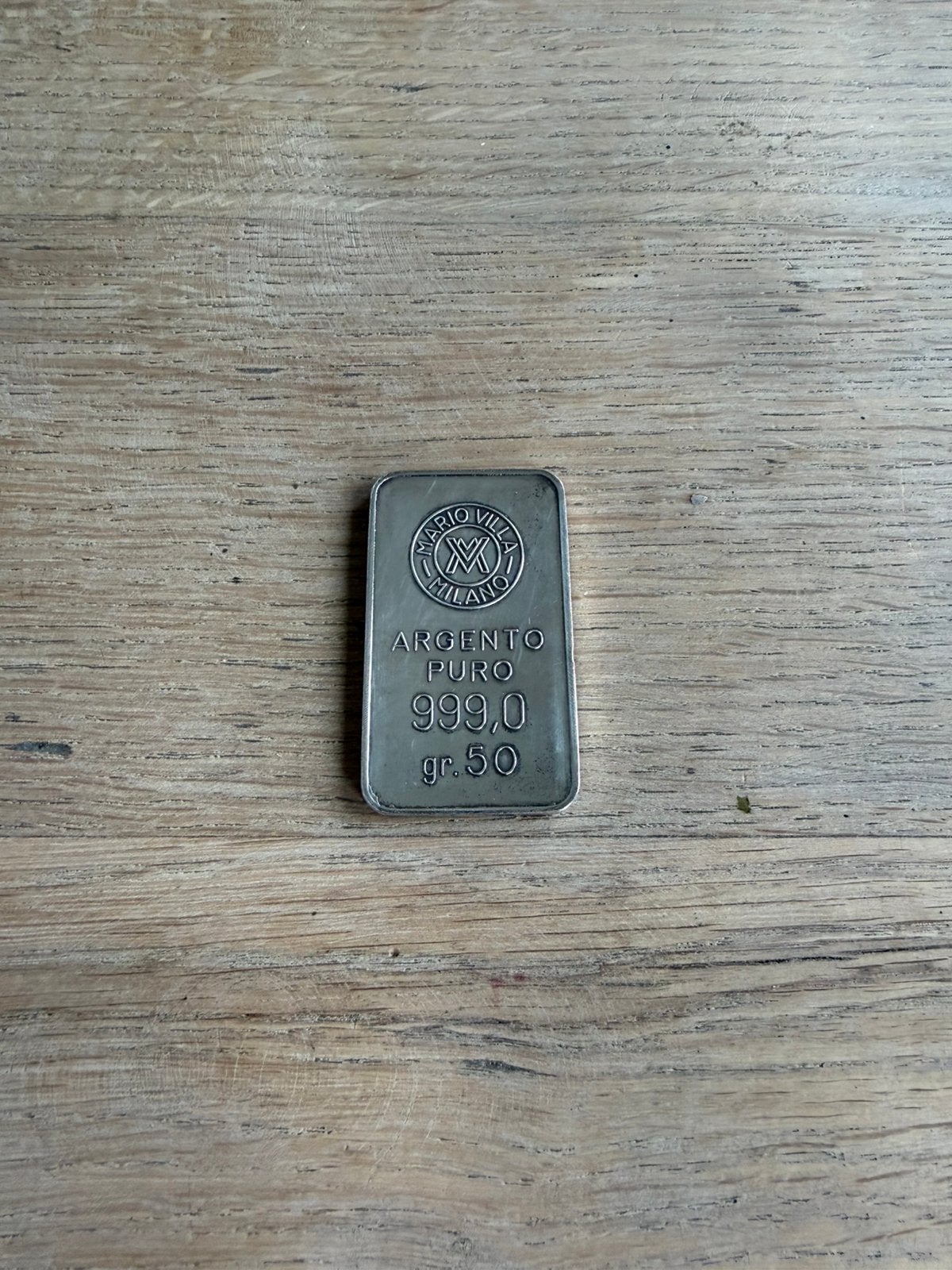 999 zilver 50gram mario villa milano, Ophalen of Verzenden, Zilver