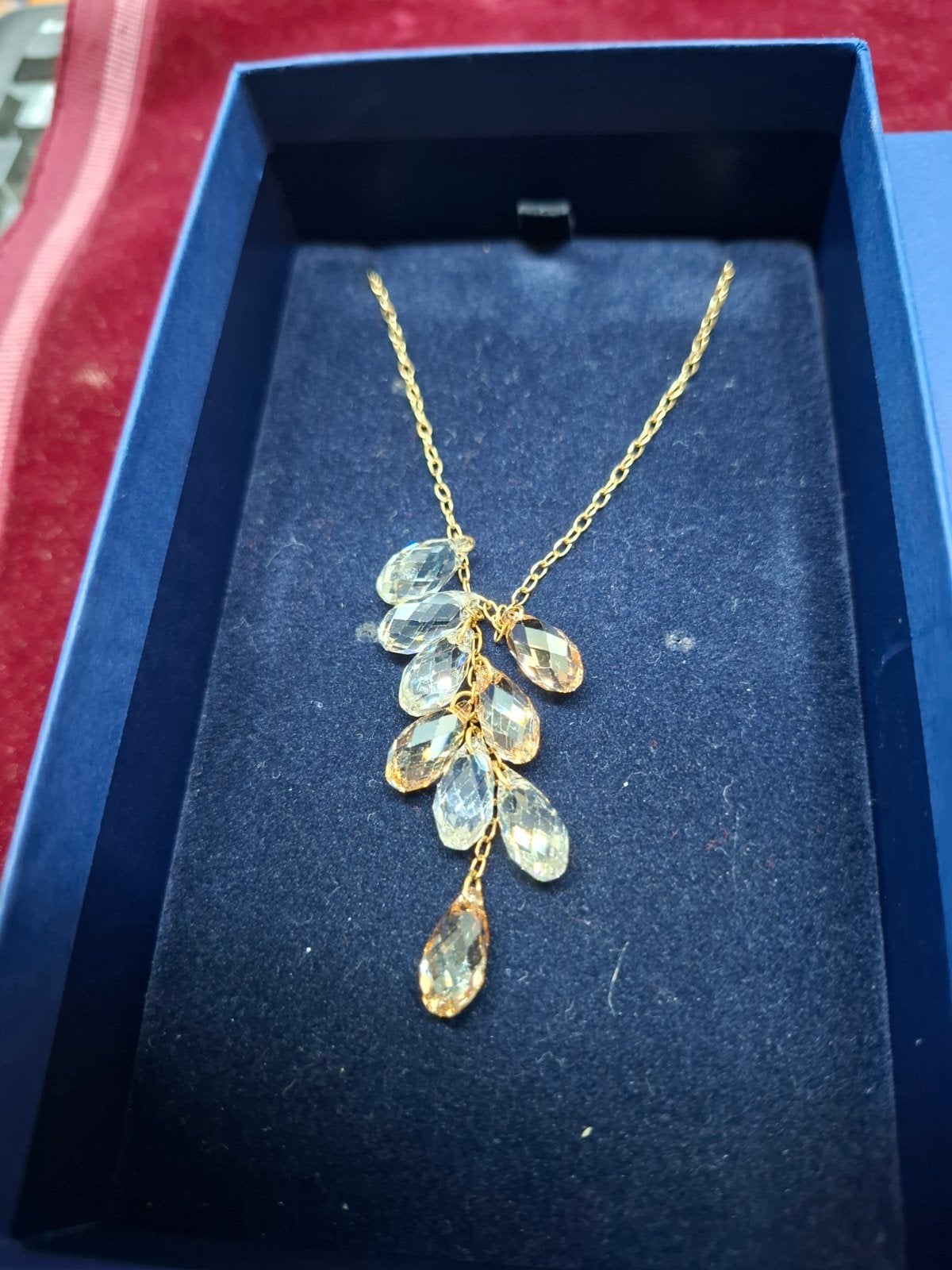 Swarovski ketting met kristallen hanger, Overige materialen, Ophalen of Verzenden, Zo goed als nieuw, Met kristal