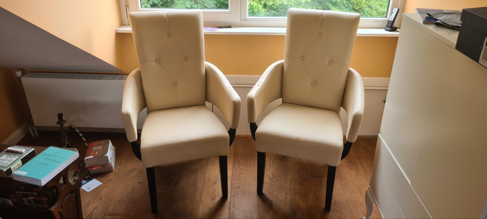 Design stoelen faux leer, opknappers, Ophalen of Verzenden, Leer