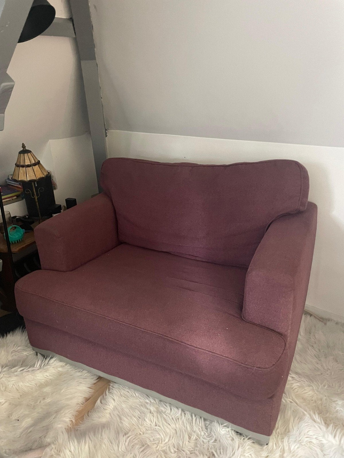 Loveseat paars, Huis en Inrichting, Banken | Sofa's en Chaises Longues, Ophalen, Gebruikt, Tweepersoons, 75 tot 100 cm