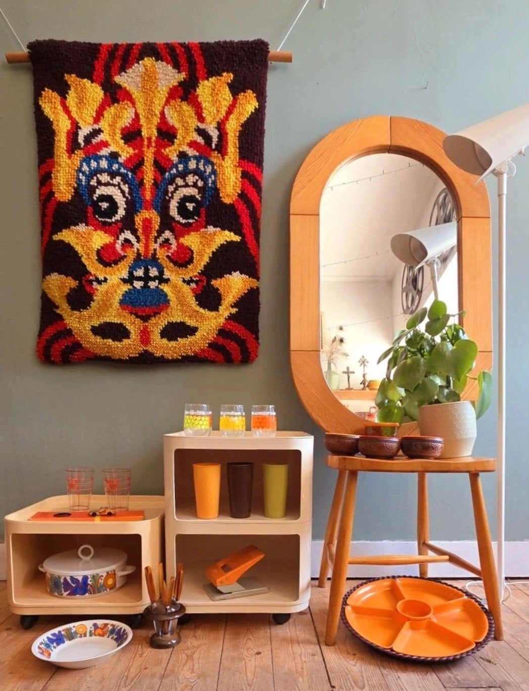 Lucky Vintage seventies handmade groot wandkleed, Ophalen of Verzenden