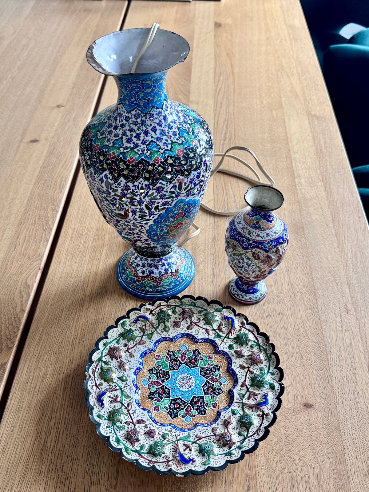 Prachtige set Perzische Minakari kunstwerken (erfenis), Ophalen of Verzenden