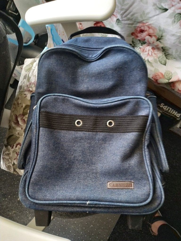 Trolley Rugzak Jeans, Sieraden, Tassen en Uiterlijk, Uitschuifbare handgreep, 30 cm of meer, Gebruikt, Blauw
