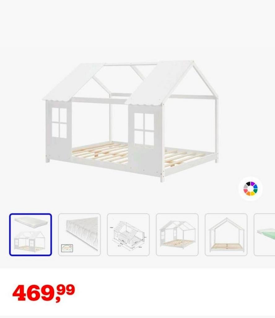 Huisbed met matras en topper, 120x200, Ophalen, Huis, Wit, Zo goed als nieuw