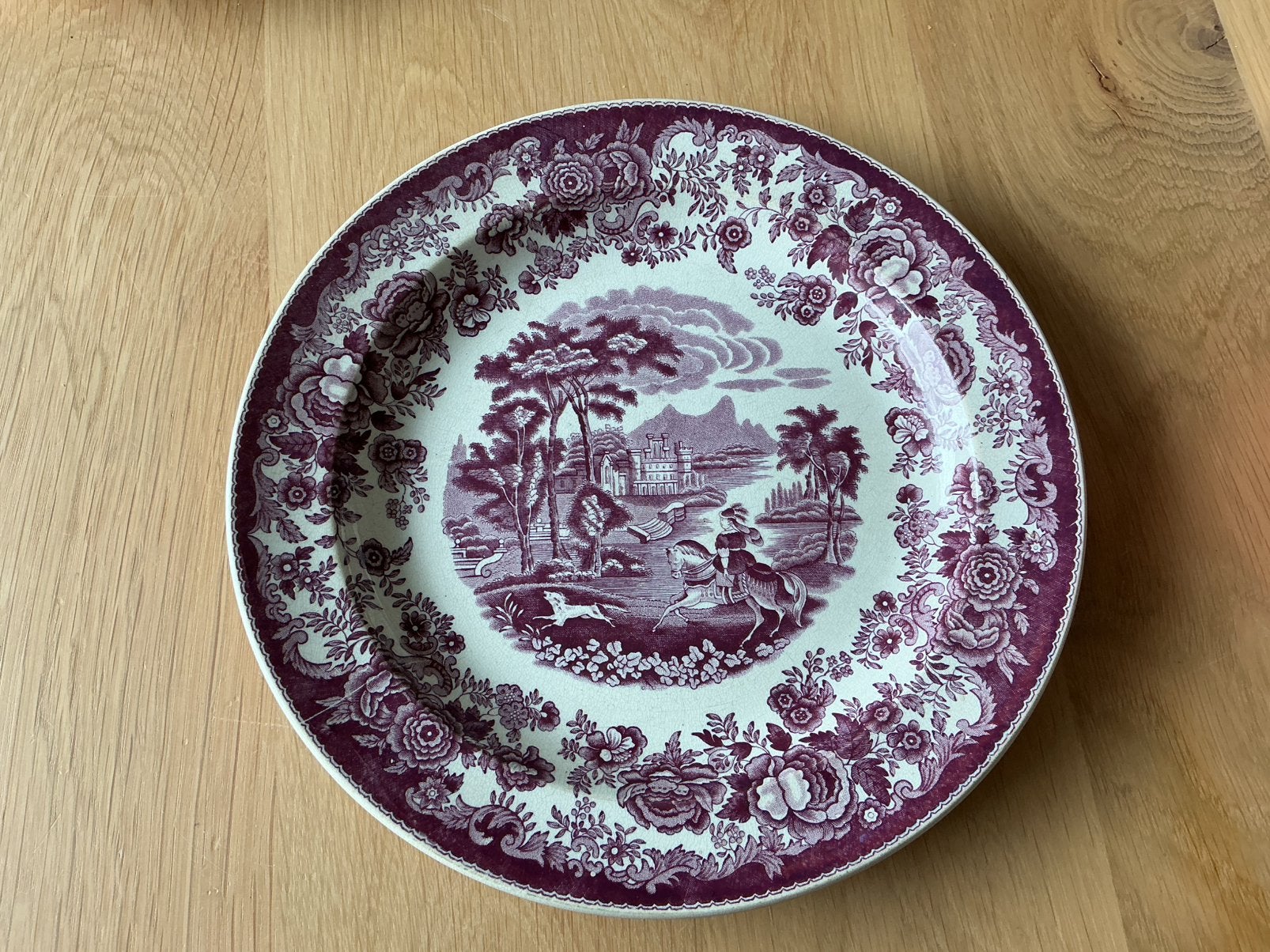 antiek paars transferware diep bord Petrus Regout Maastricht, Ophalen of Verzenden