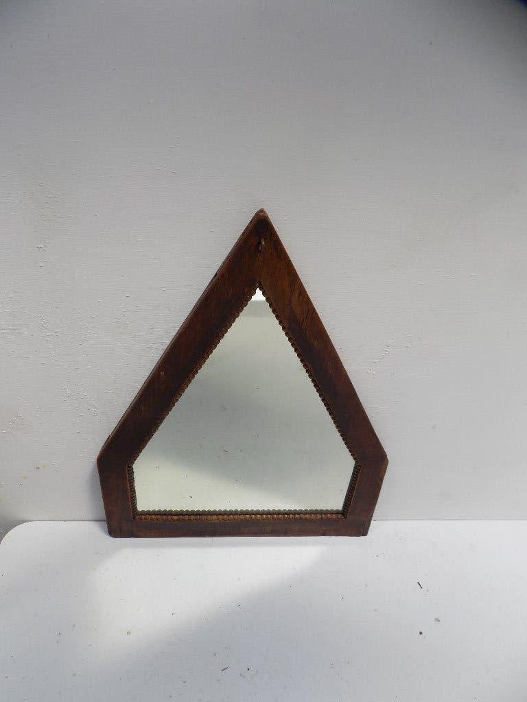 Haagse school wandspiegel driehoek hout brocante, Minder dan 50 cm, Gebruikt, Ophalen of Verzenden, Minder dan 100 cm