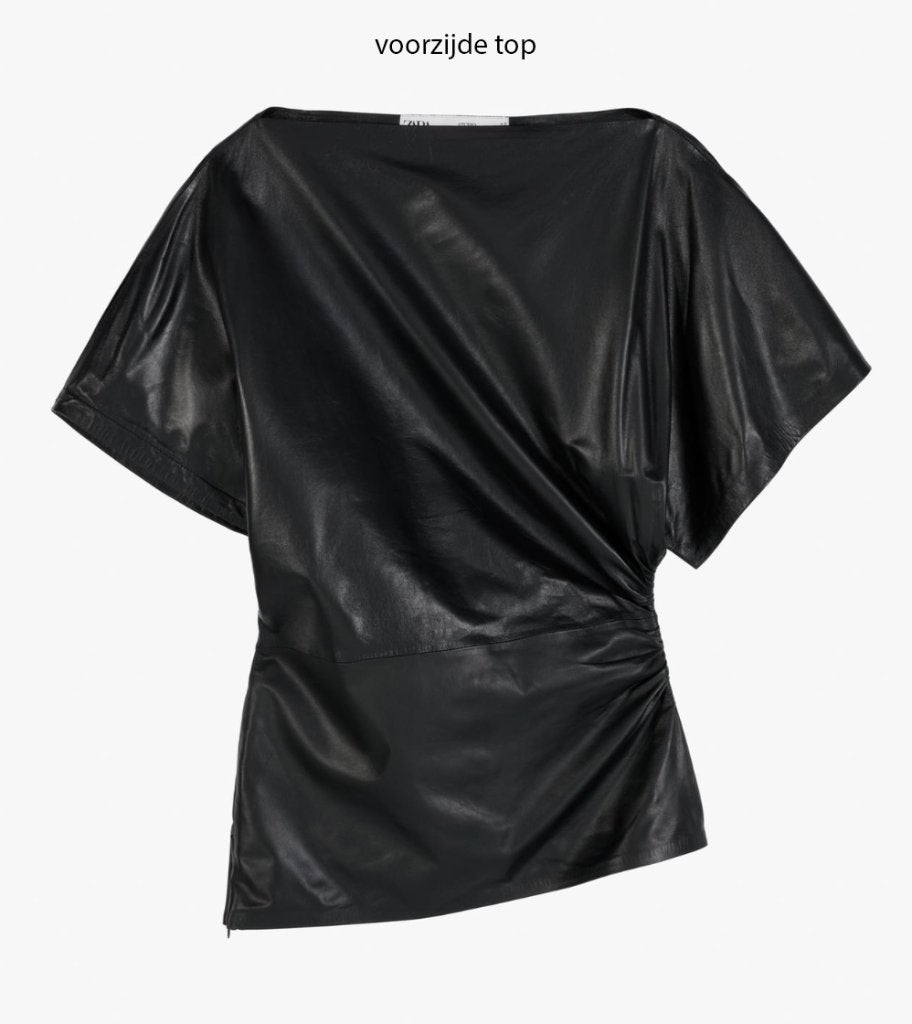 Leren top Zara, Maat 38/40 (M), Ophalen of Verzenden, Zo goed als nieuw, Korte mouw