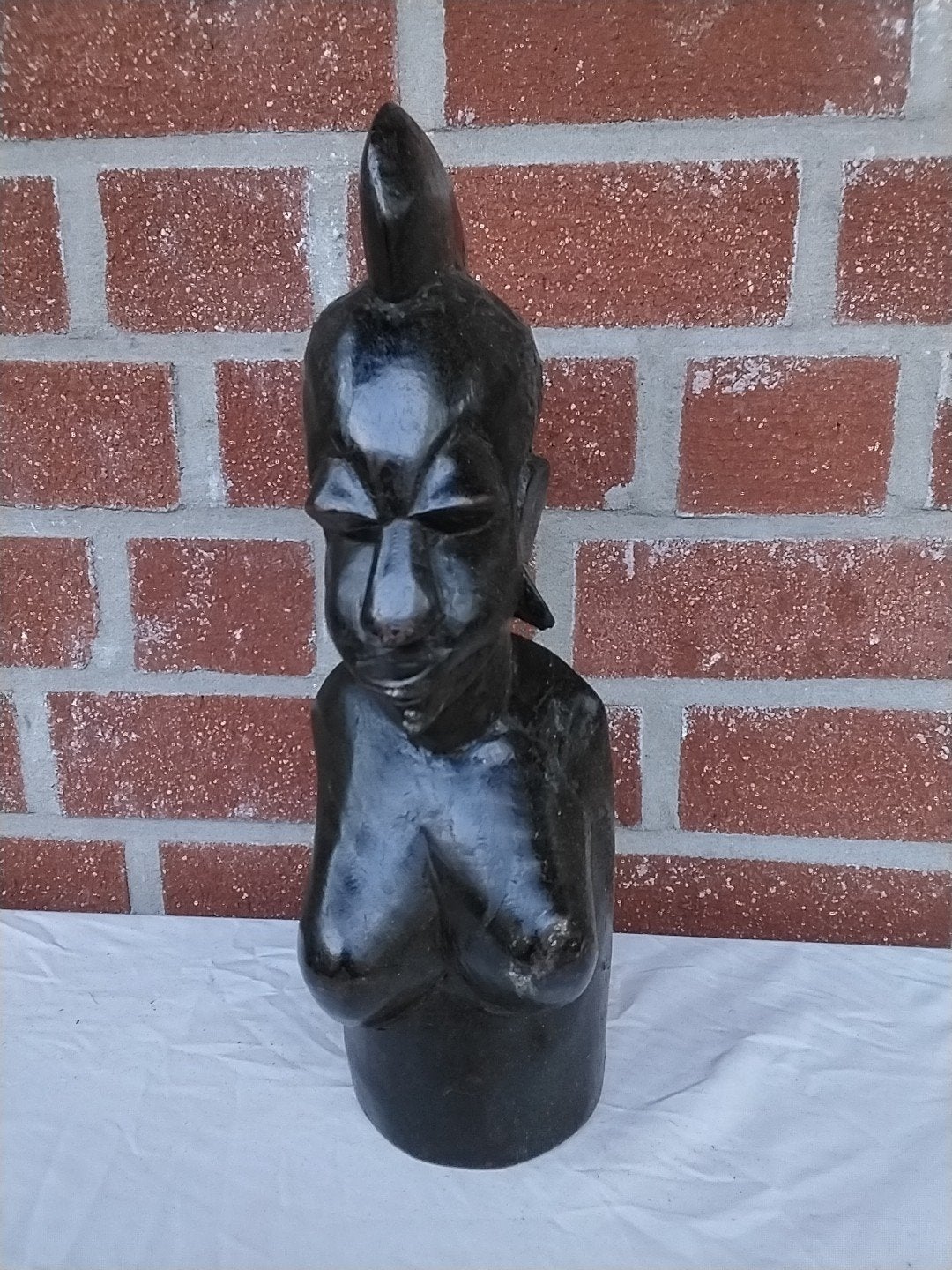Vintage Afrikaans Houten Buste Beeld - Vrouwenfiguur, Ophalen of Verzenden