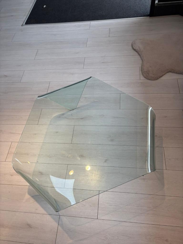 Glazen salontafel - Modern design, Huis en Inrichting, Tafels | Salontafels, Ophalen, Gebruikt, 50 tot 100 cm, 50 tot 100 cm