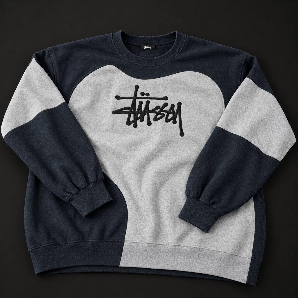 Stüssy sweater | Zwart/grijs | XL, Zwart, Stussy, Maat 56/58 (XL), Ophalen of Verzenden
