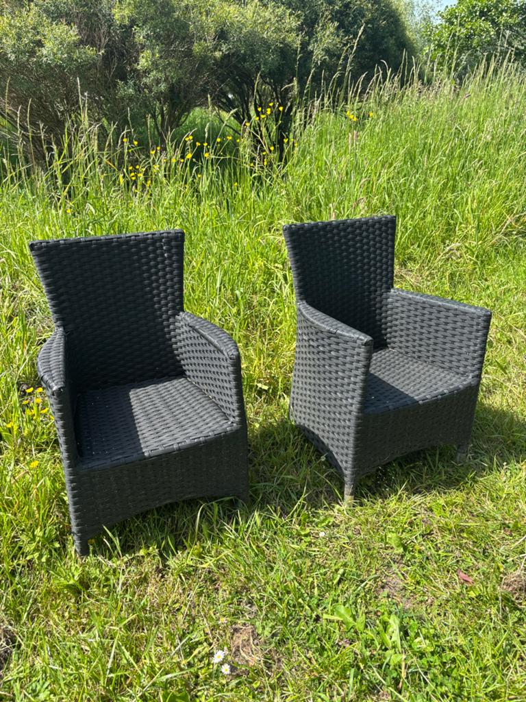 2x Pure Home Collection Wicker Tuinstoelen Zwart, Tuin en Terras, Ophalen of Verzenden, Gebruikt, Wicker