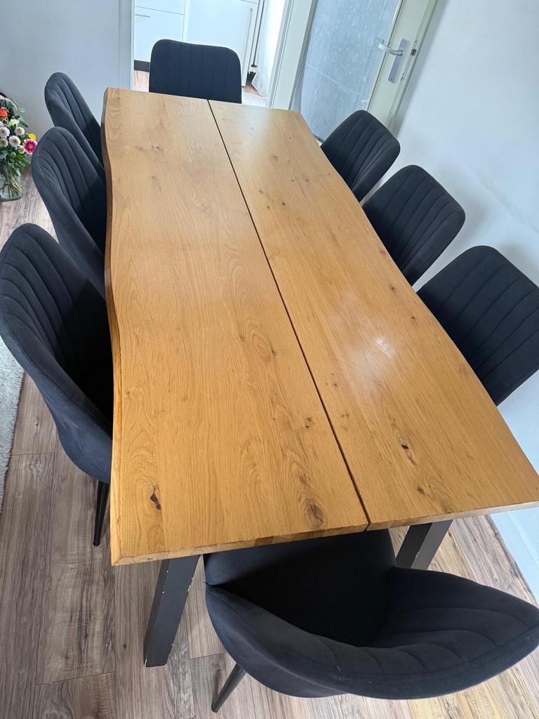 Moooi eethoektafel met stoelen, Huis en Inrichting, Ophalen, Gebruikt, 100 tot 150 cm, Eikenhout
