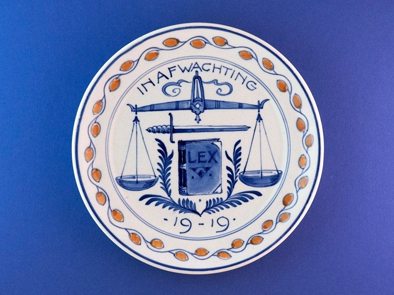 Porceleyne Fles 1919 In afwachting 18cm (5) Oranje WO-1, Antiek en Kunst, Ophalen of Verzenden
