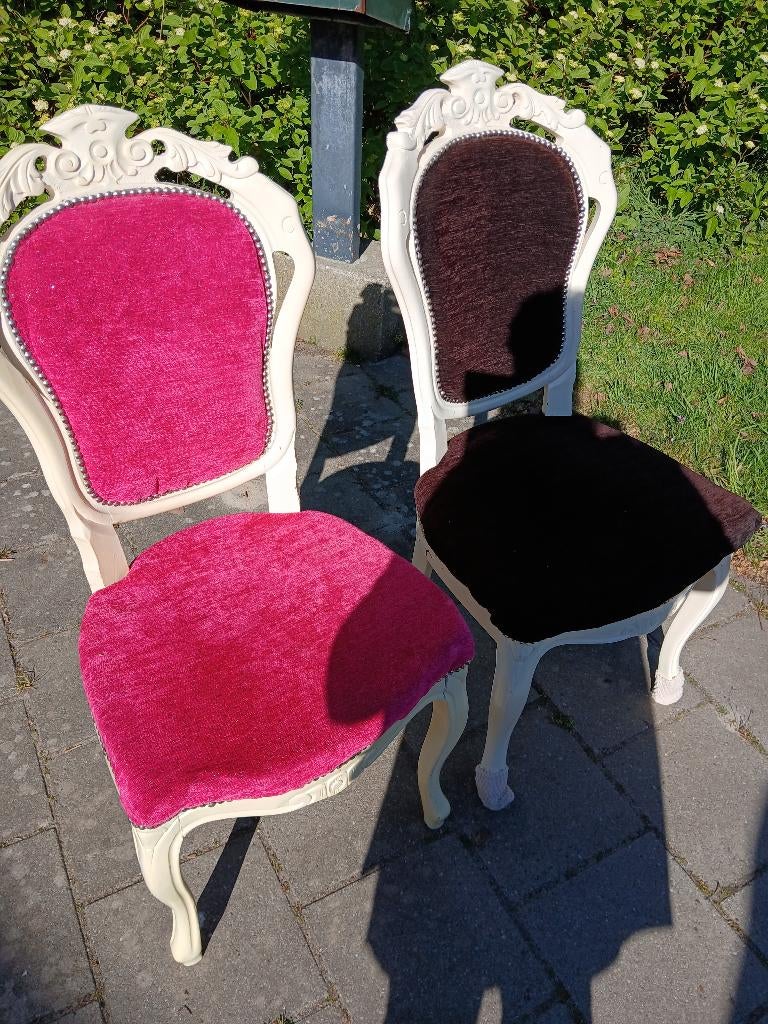 Barok stoeltjes, Ophalen, Zo goed als nieuw, Stof, Rood