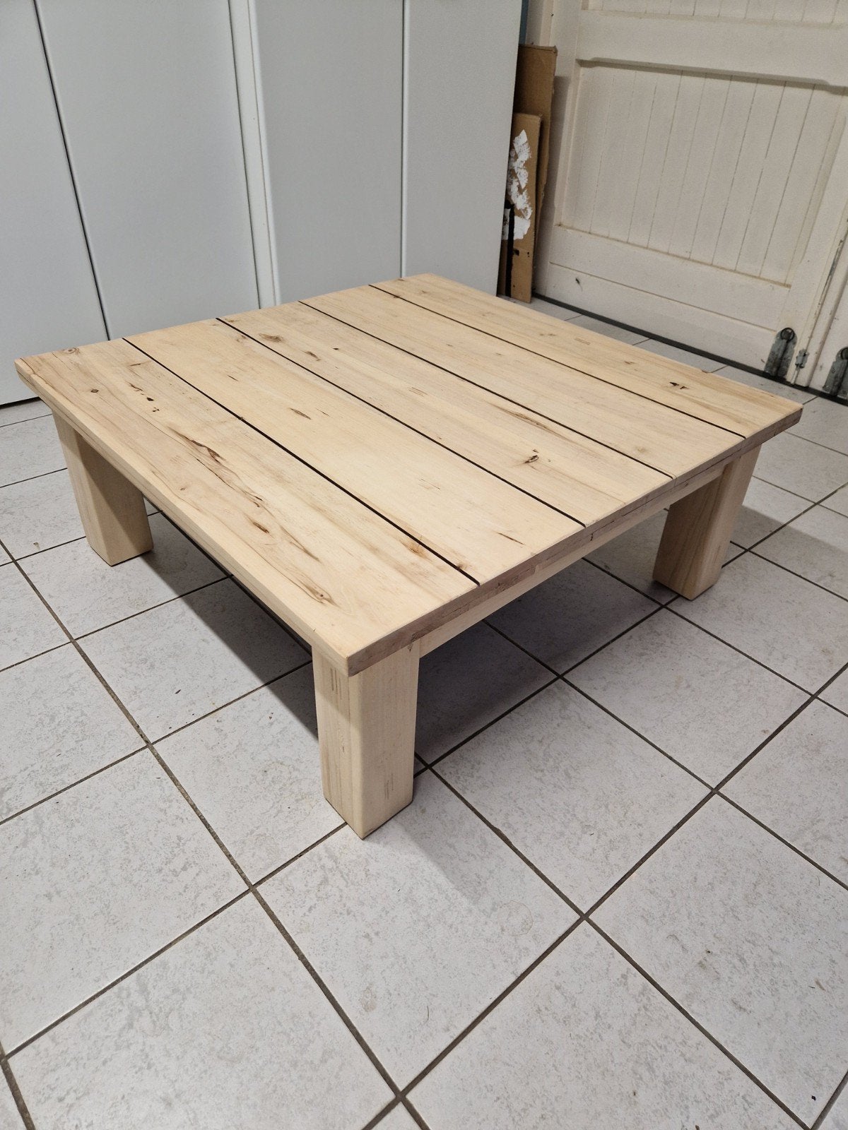 houten salontafel, Ophalen, Gebruikt, 100 tot 150 cm, Vierkant