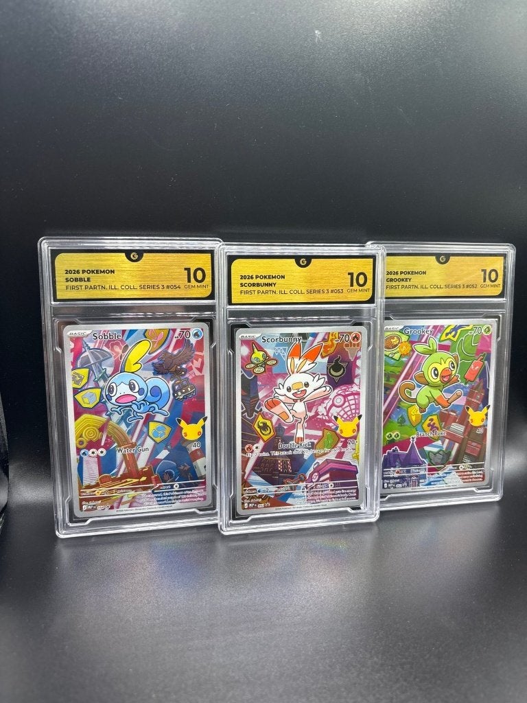 3 Graded card First Partner Series  Grookey/Sobble/Scorbunny, Ophalen of Verzenden, Nieuw