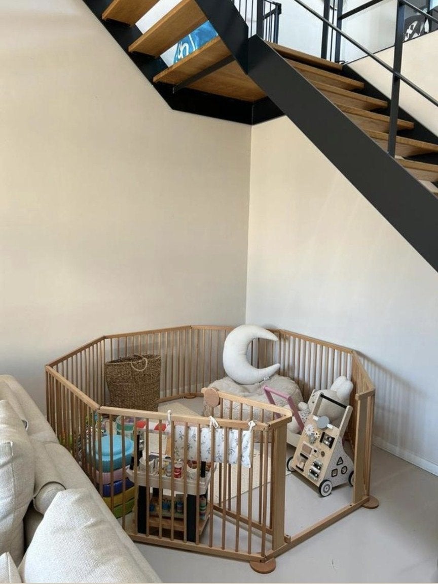 Verstelbare houten playpen - 8-zijdig, Ophalen, Gebruikt, Overige vormen, In hoogte verstelbaar