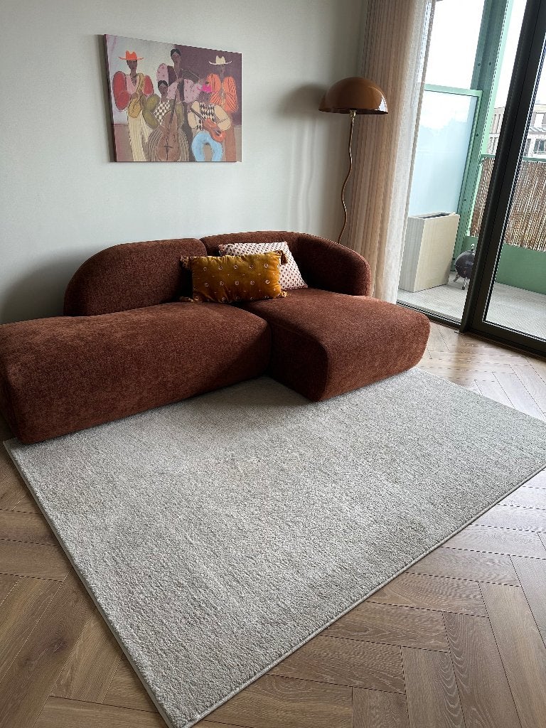 Vloerkleed beige print, Ophalen, Crème, Zo goed als nieuw, 200 cm of meer