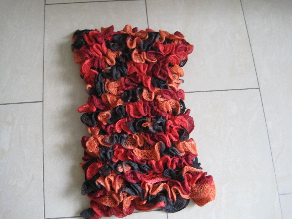 winter sjaal zwart/oranje, Ophalen, Zo goed als nieuw, Maat 46/48 (XL) of groter, Sjaal