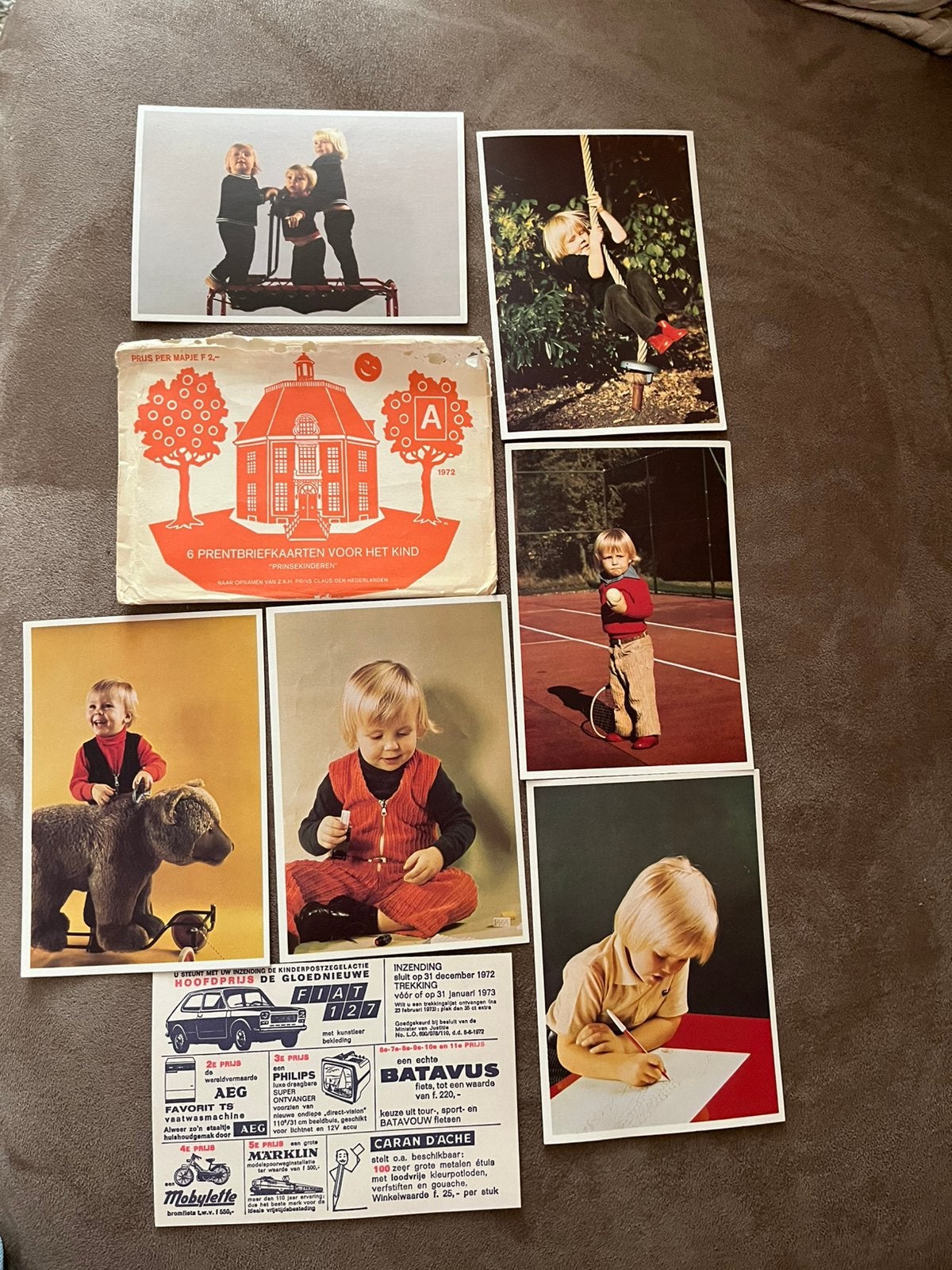 6 prentbriefkaarten prinsekinderen 1972, Ophalen of Verzenden, Kaart, Foto of Prent