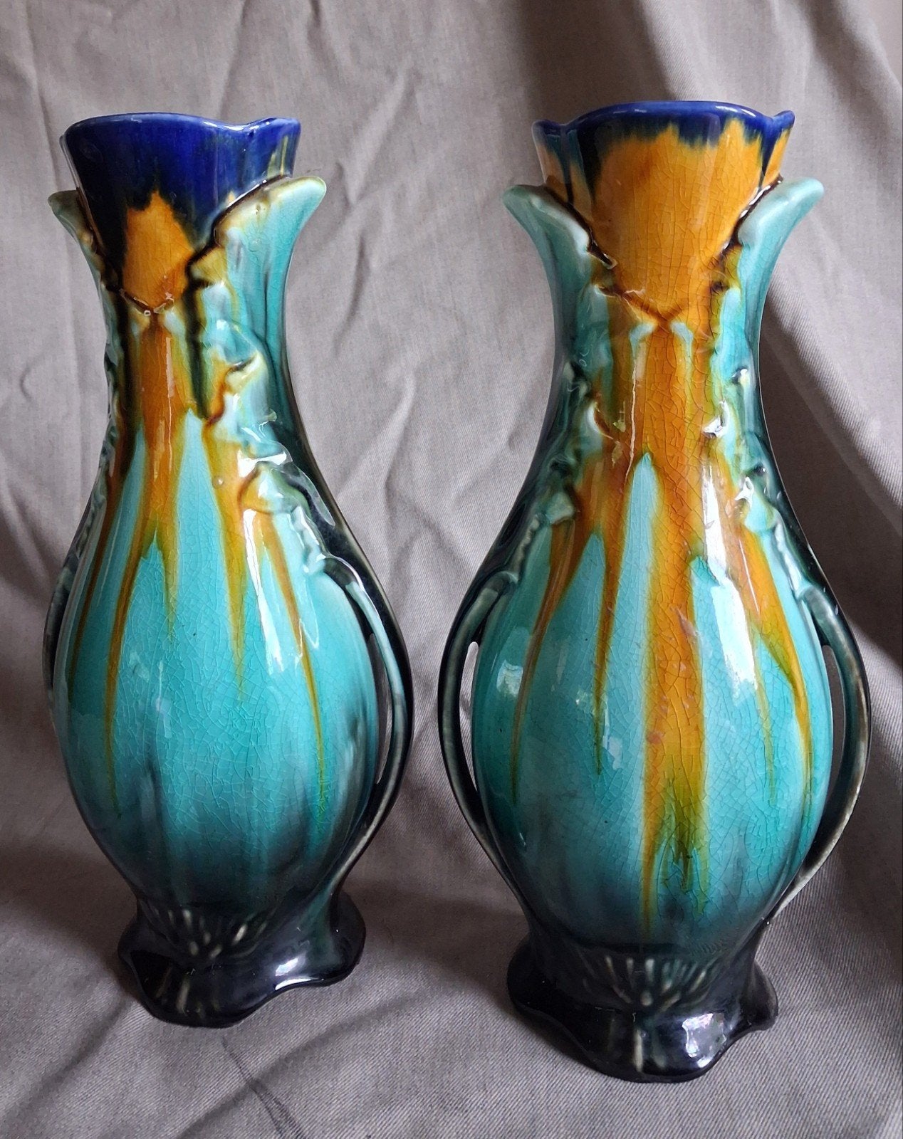 Stel "Art Nouveau" vazen uit Frankrijk, Ophalen of Verzenden