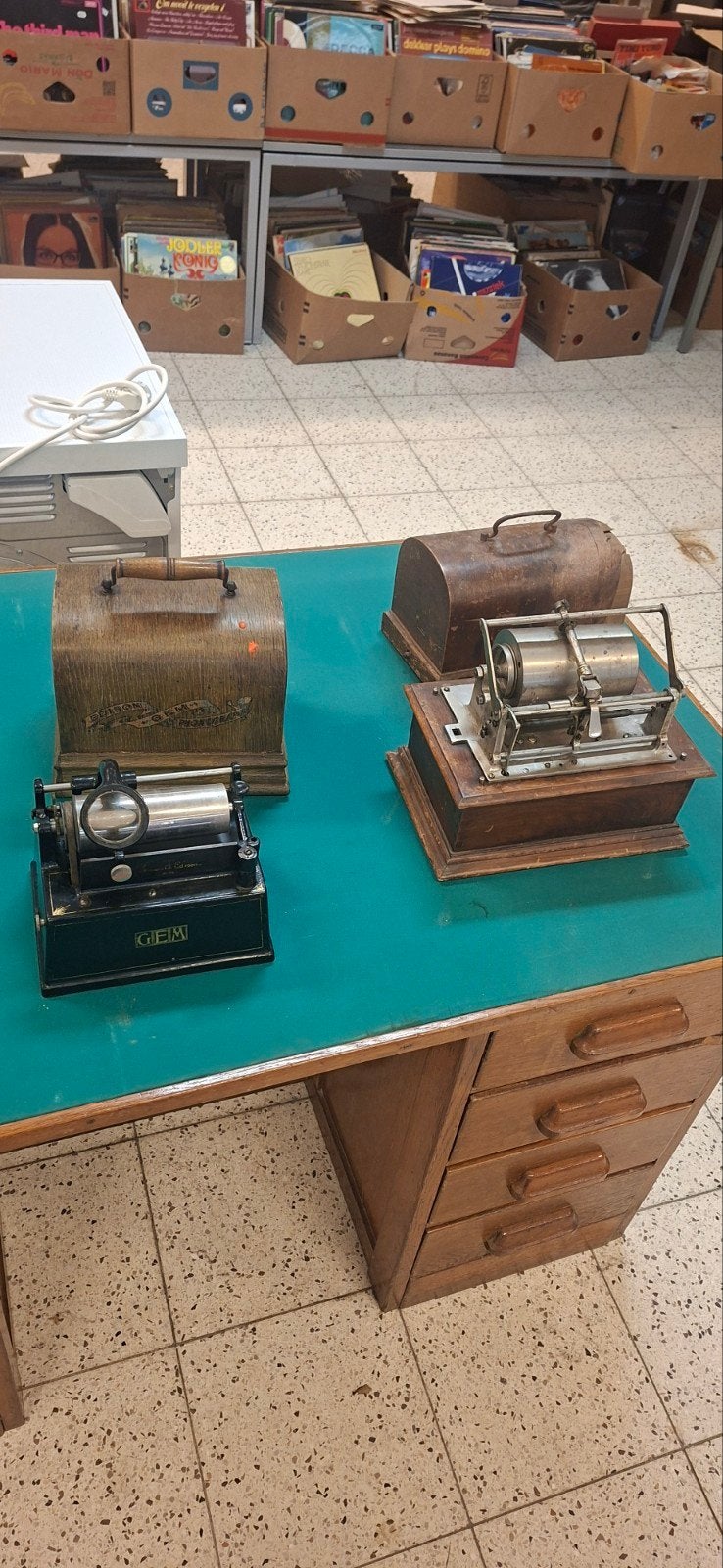 Antieke Edison Gem en Standard Fonografen met koffers, Ophalen of Verzenden