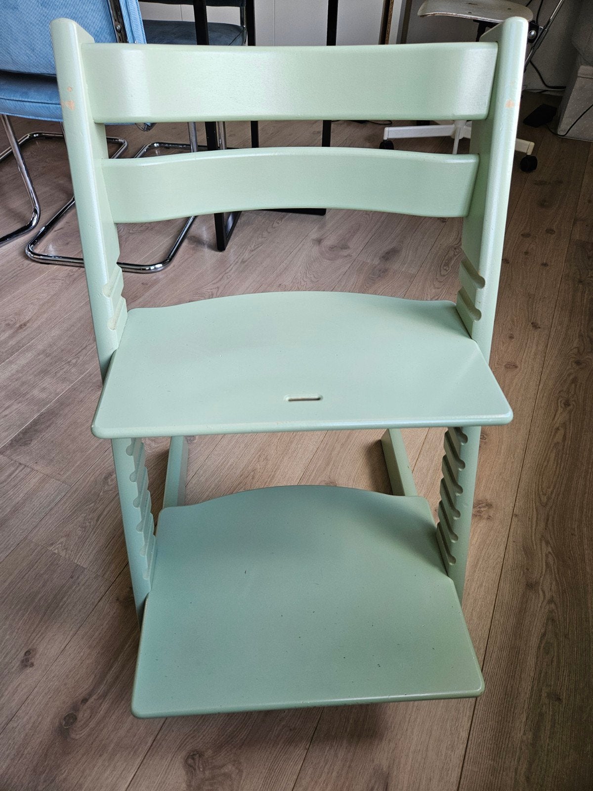 Tripp Trapp groen 2x (prijs p/st), Ophalen, Gebruikt, Meegroeistoel, Aanschuifbaar
