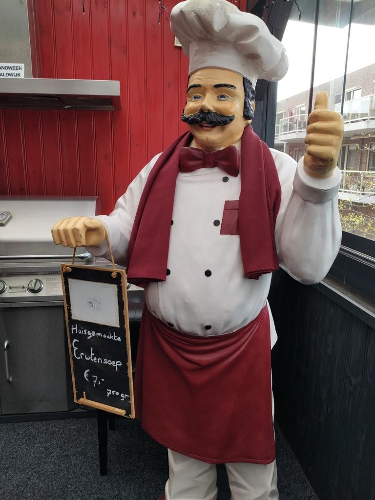 Grote chef kok beeld 180 cm hoog, Verzamelen, Beelden en Beeldjes, Ophalen