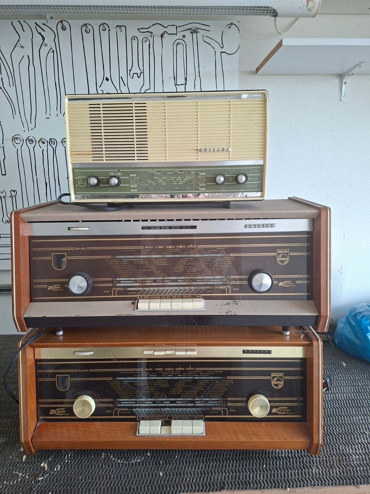 Set van 3 Vintage Philips Radio's, Ophalen of Verzenden, Gebruikt, Radio
