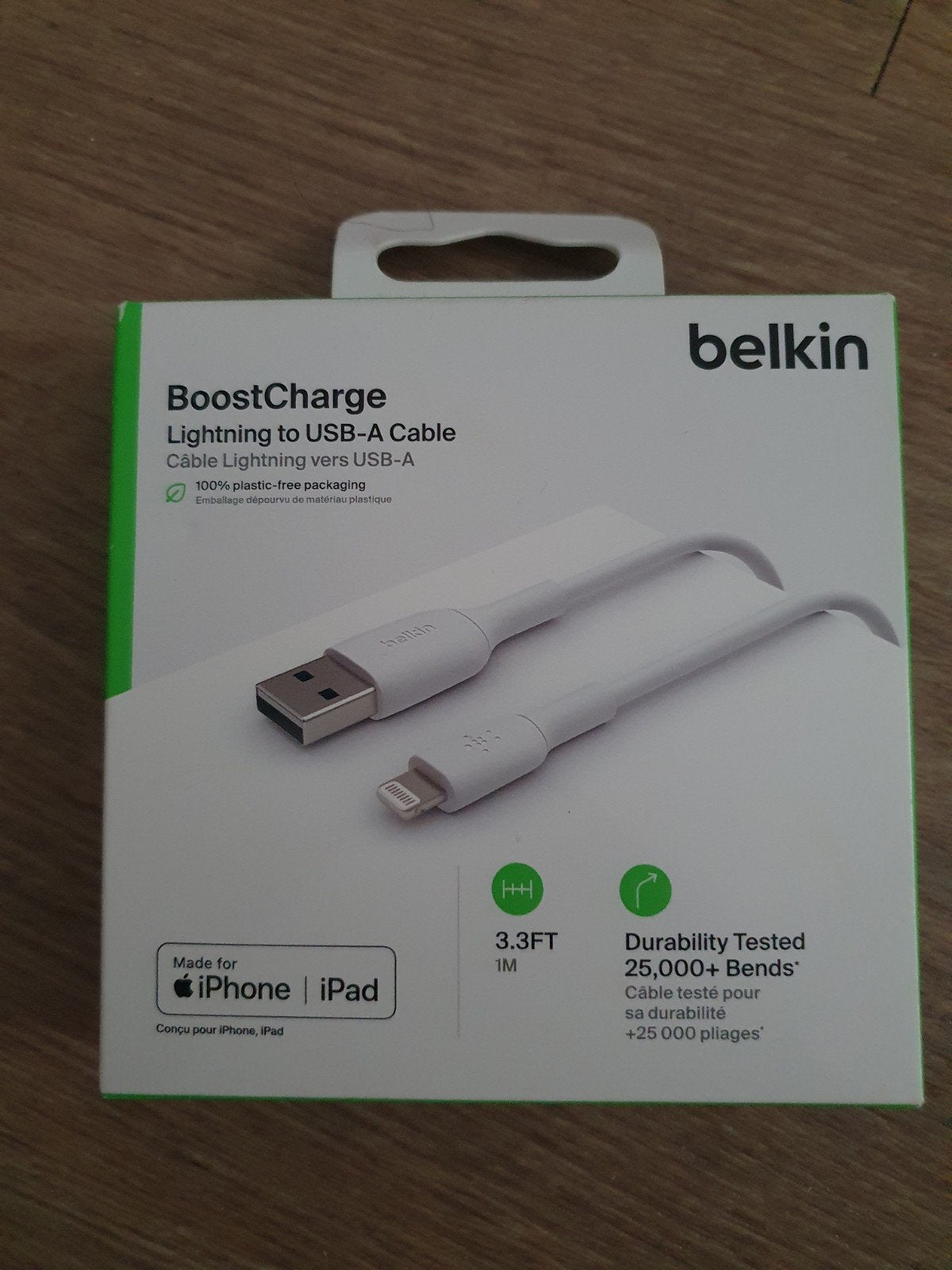 Belkin CAA001BT1MWH, USB-A, Nieuw, Ophalen of Verzenden, Oplaadkabel