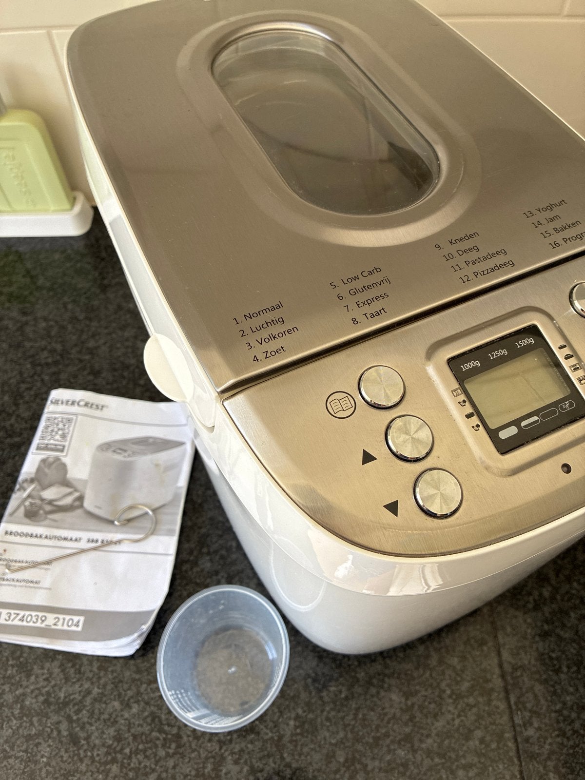 Silvercrest Broodbakmachine, Gebruikt, 800 tot 1200 gram deeg, Kijkvenster, Ophalen