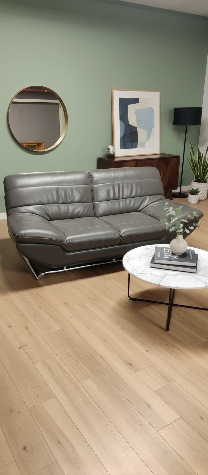 Postmoderne Design Leren Tweezitsbank, Ophalen, Modern, Industrieel, 150 tot 200 cm, Tweepersoons