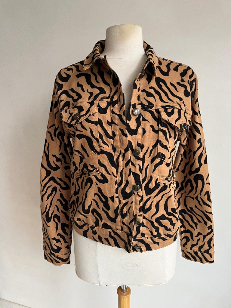 Fabienne chapot jeans jasje maat 40 bruin zwart tijger, Maat 38/40 (M), Bruin, Verzenden, Nieuw