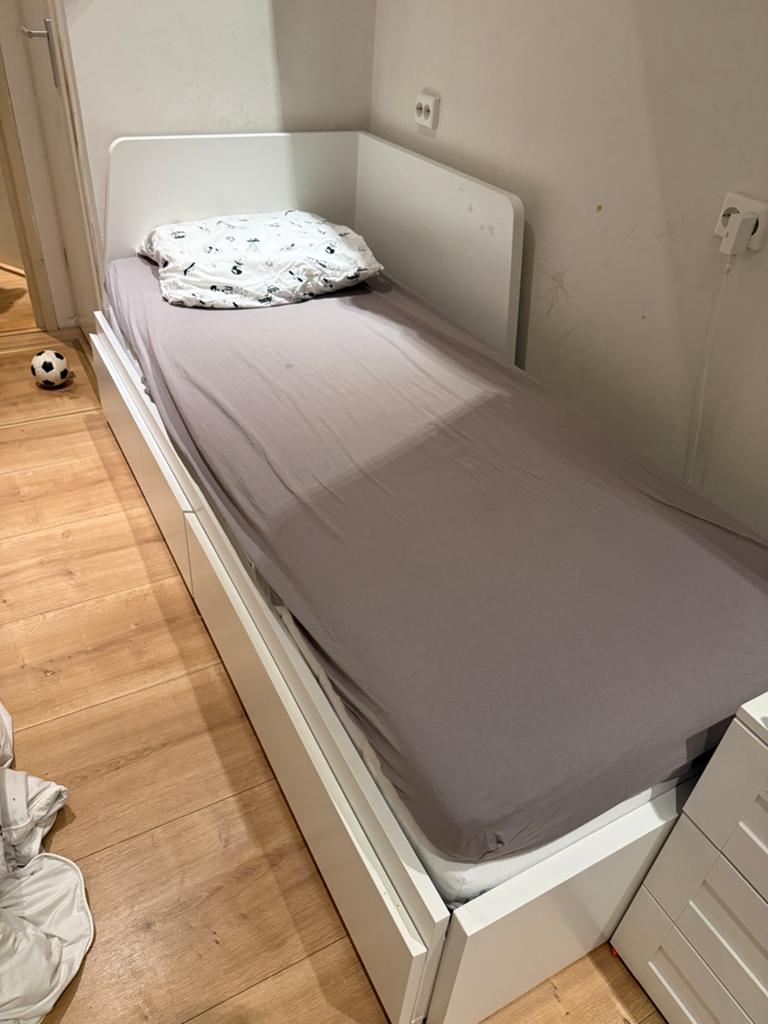 Ikea Flekke bed bank, Ophalen, Wit, Tweepersoons, 200 cm