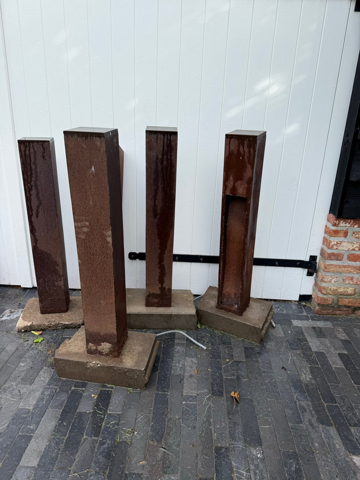 Cortenstaal buitenlampen - set van 5, Tuin en Terras, Buitenverlichting, Ophalen, Gebruikt, Staal, Minder dan 50 watt