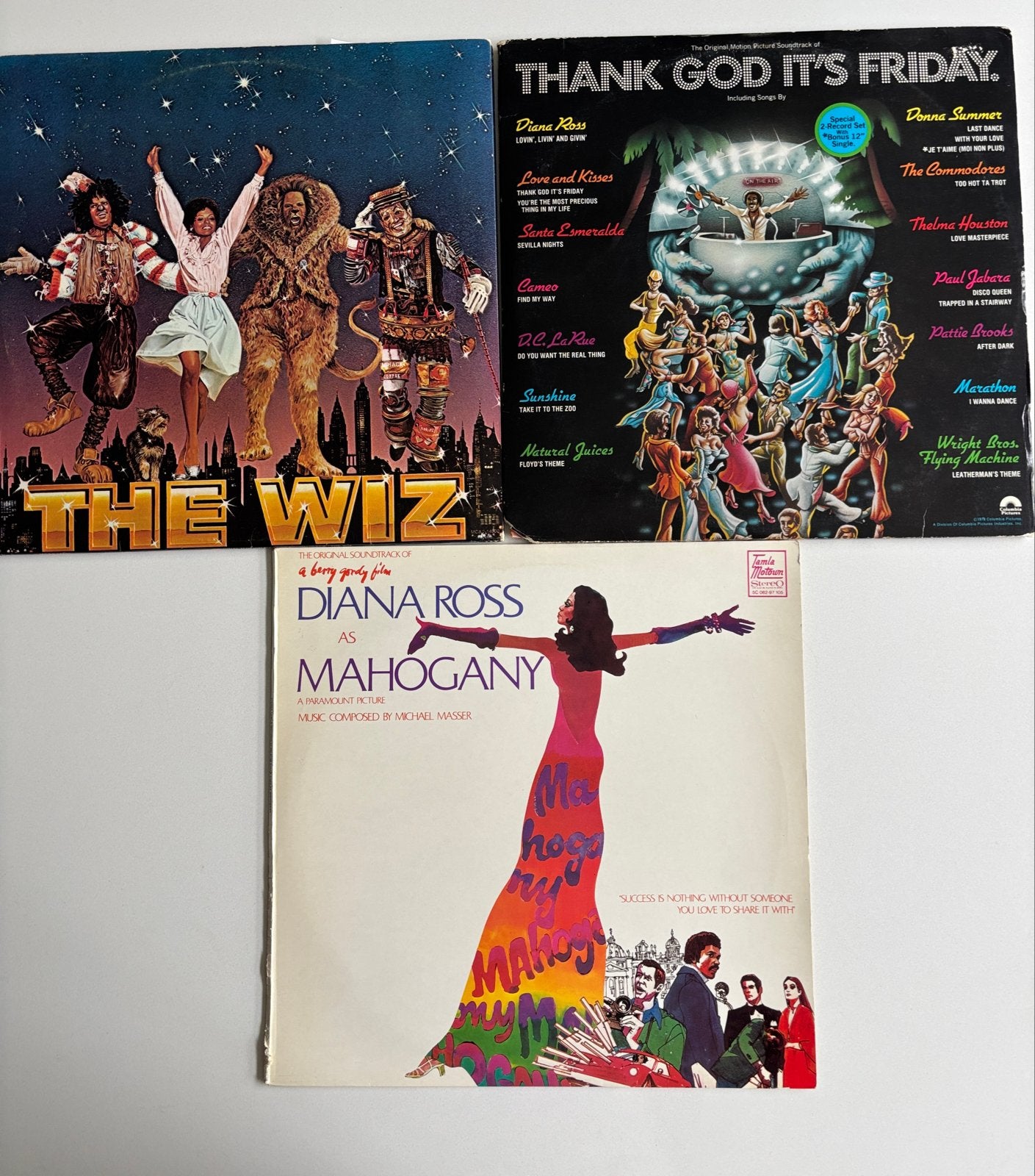 3 Soundtrack LP's: The Wiz, Thank God It's Friday, Mahogany, LP, Gebruikt, Soundtrack, Ophalen of Verzenden