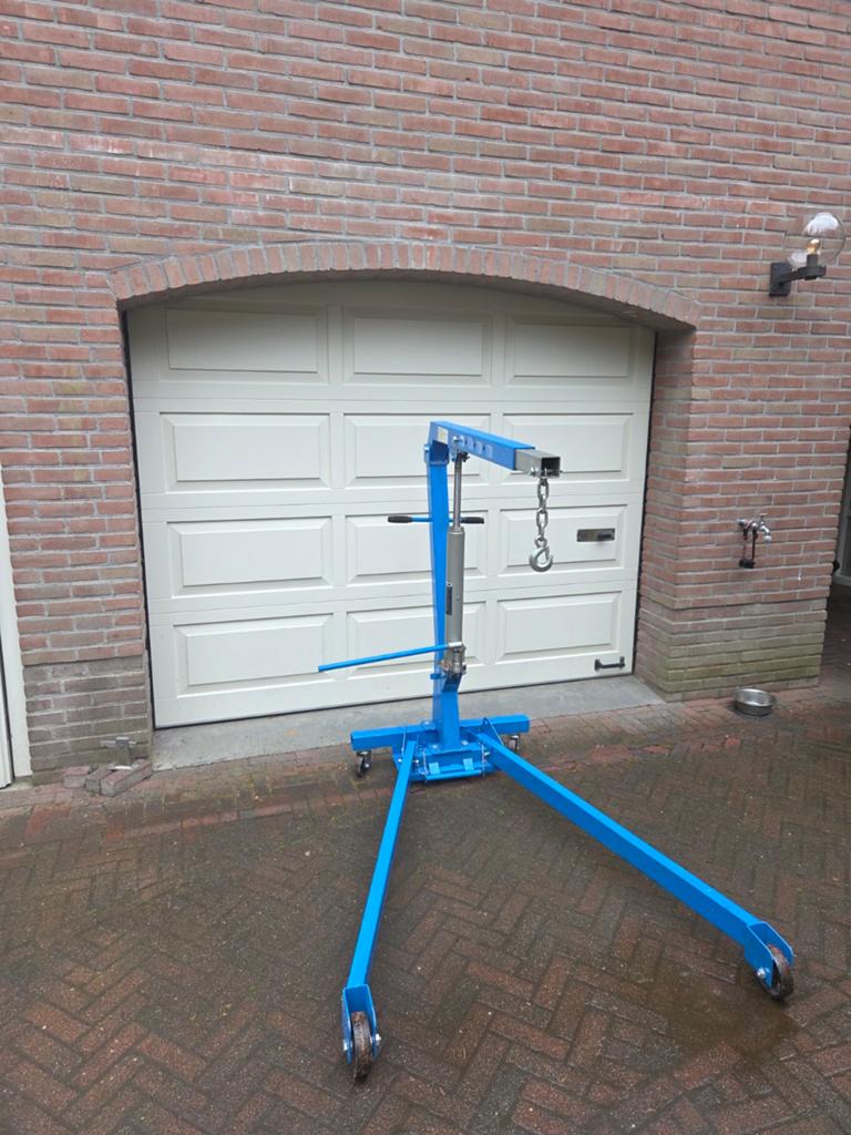 Blauwe motorlift / werkplaatskraan 1 ton, Auto diversen, Autogereedschap, Ophalen, Gebruikt