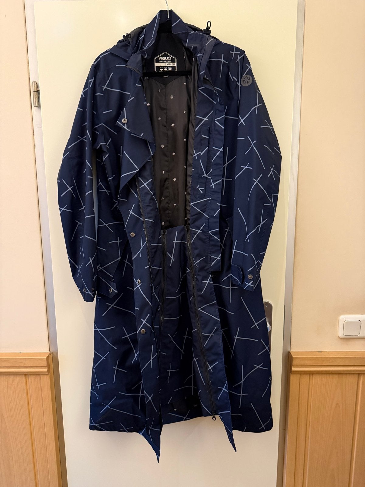 Fiets dames regenjas van AGU maat L, Ophalen of Verzenden, Zo goed als nieuw, Maat 42/44 (L), Blauw